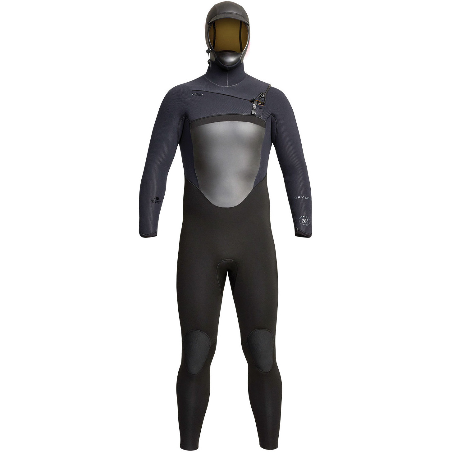 2023 Xcel Heren Drylock 5/4mm Met Capuchon Borst Ritssluiting Wetsuit MC54DH20 - Black